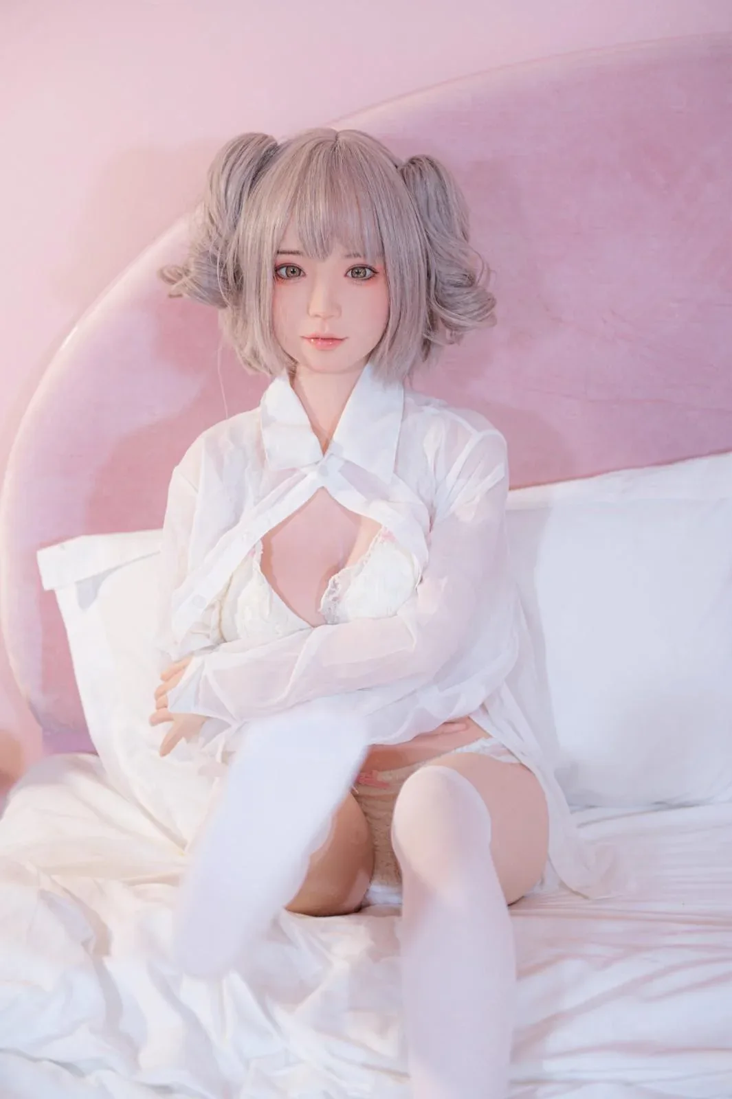 148cm (4ft8") Tender Pink Hair Silicone Sex Doll - C-Cup - Jill view 2