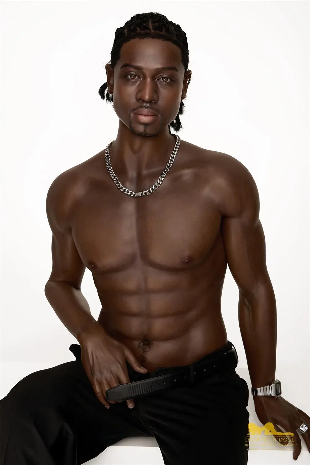 176cm (5ft7') Ebony Fantasy Muscular Build Silicone Male Sex Doll - James view 2