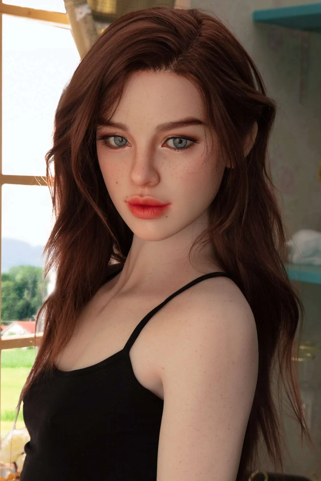 171cm (5ft6") Fiery Red Head Big Lips Sex Doll - A-Cup - Hedy - In Stock | US Only view 4