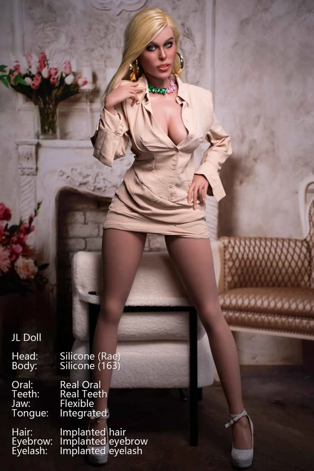 163cm (5ft3") ROS Blonde Curvy Silicone Sex Doll - Rae view 1