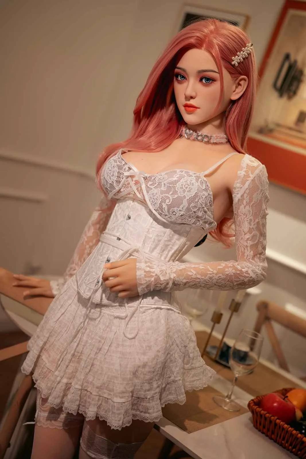 160cm (5'3) C-cup Sex Doll Pink Hair Anime Asian with Silicone Head and TPE body - In Stock | US Only view 8