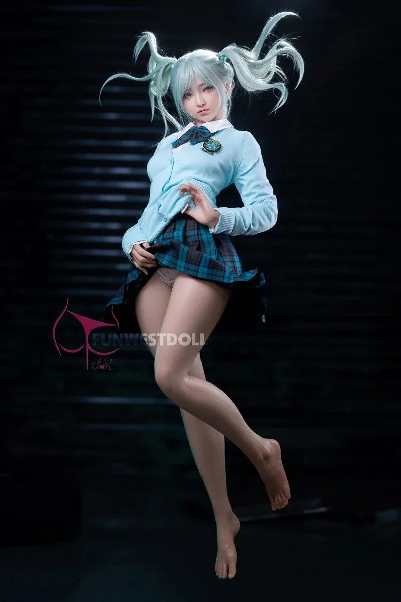 159cm (5ft2") Anime Cosplay Silicone Sex Doll - Sky Blue Hair - A-Cup - Amy - In Stock | US Only view 3