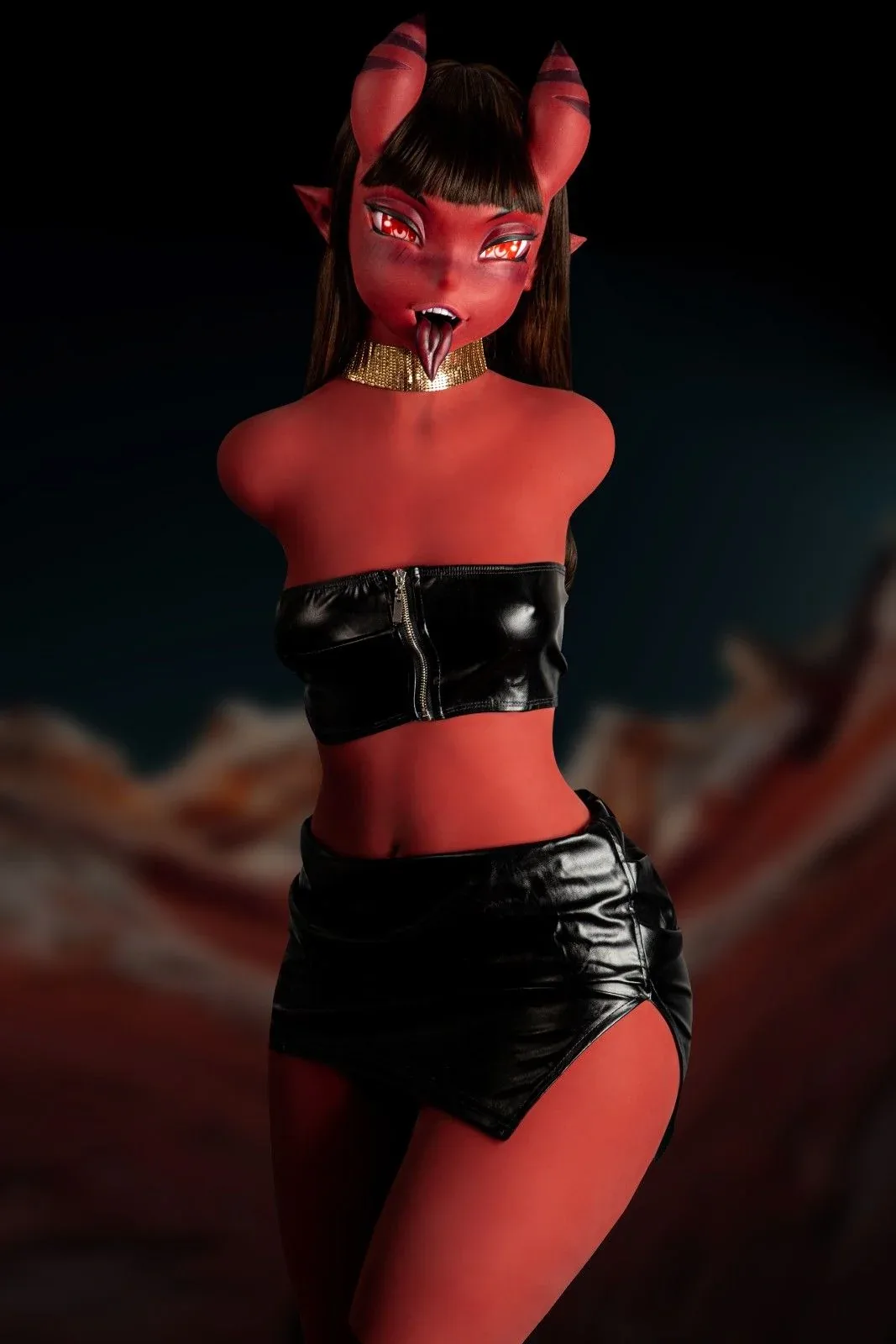 110cm (3ft6") Red Hell Fantasy Hybrid Sex Doll Torso - Meru view 4