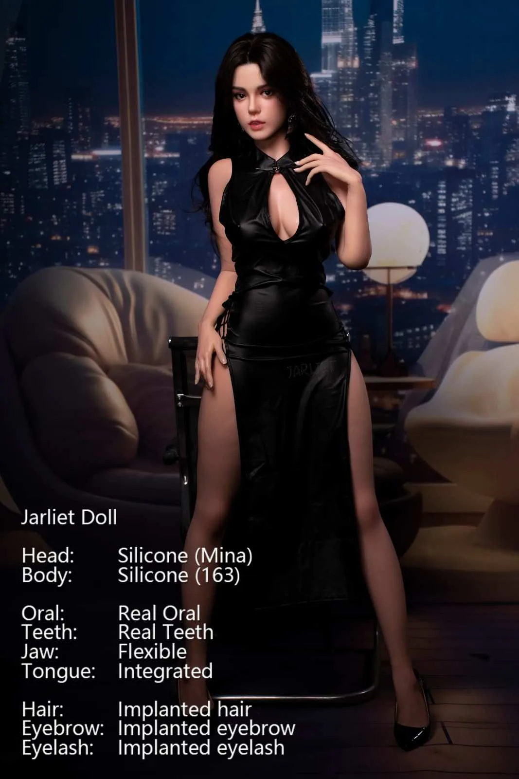 163cm (5ft3") Elegant Dark Brunette Silicone Sex Doll - Mina view 1